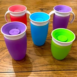 Munchkin Miracle 360 Training Cups, 4-10 oz / 1-7 oz, Pink/Blue/Purple/Green